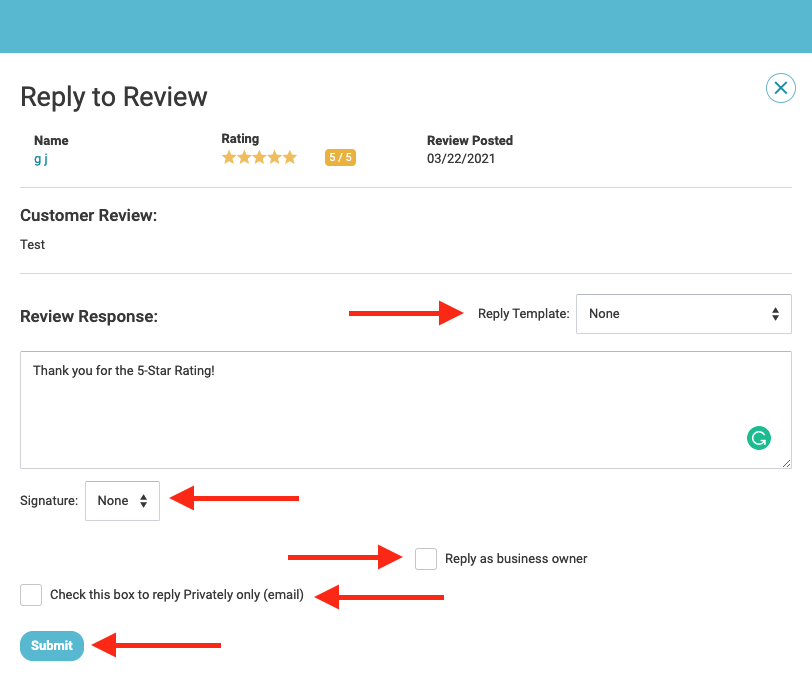 Reply to Customer Feedback (1st-party Reviews)