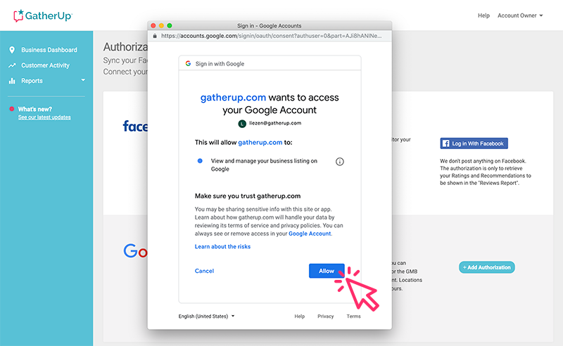 Google My Business Authorization