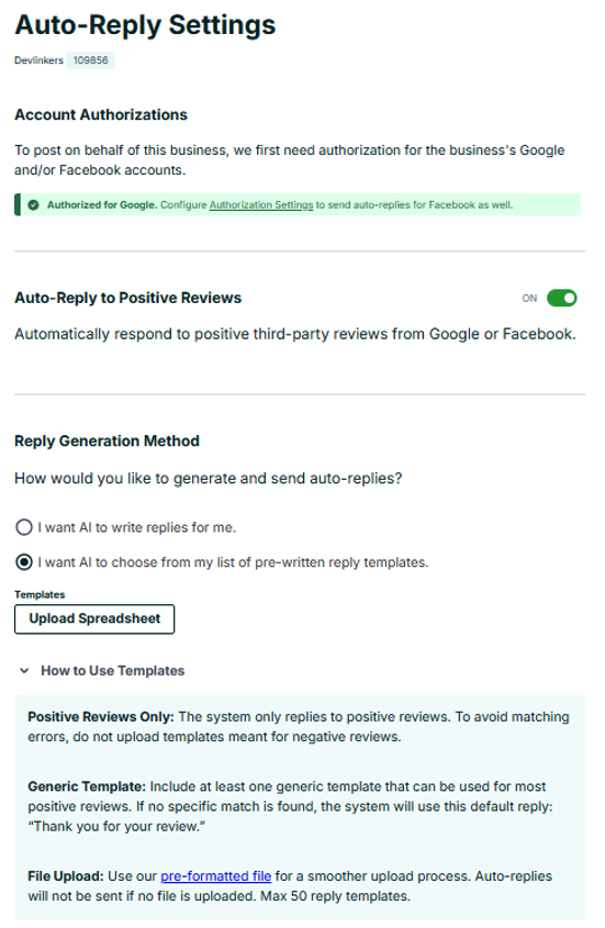 Auto Reply Templates